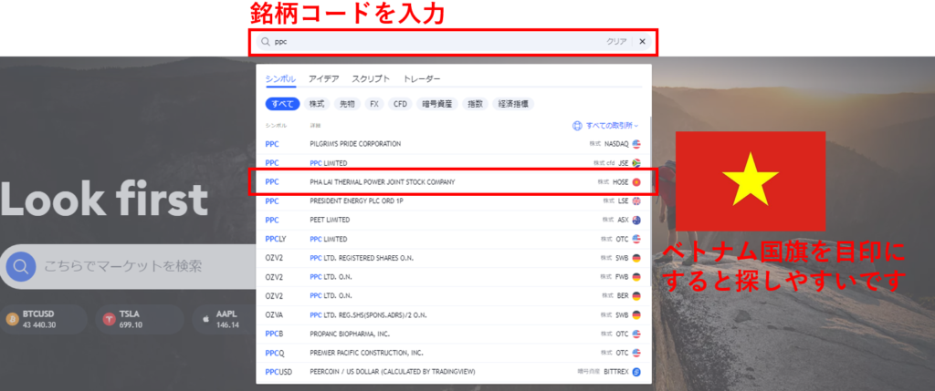 銘柄コードを入力